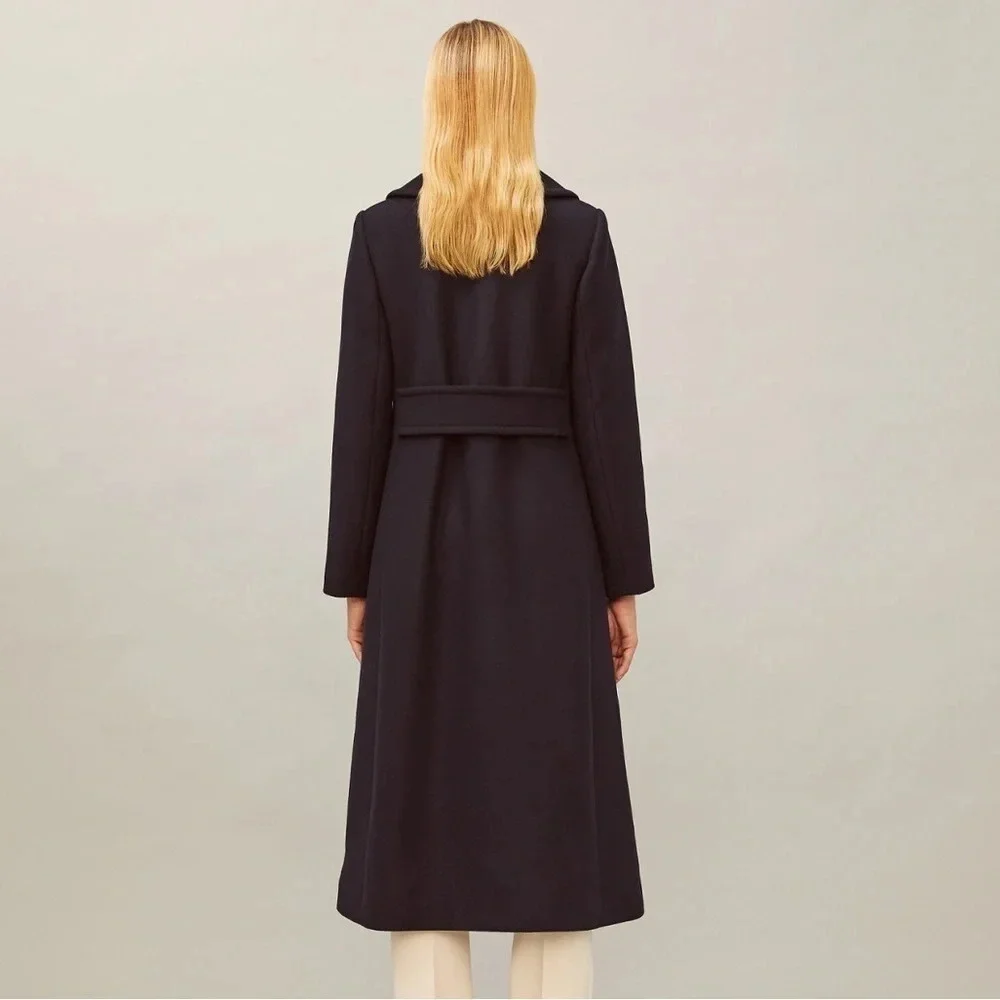 NWT Tory Burch‎ WOOL CASHMERE COAT Navy Knee Length